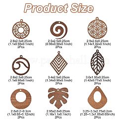 18 шт. подвески из натурального орехового дерева в 9 стилях&nbsp;WOOD-FS0001-49