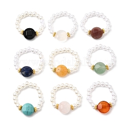 9 шт. АБС-пластиковые кольца с имитацией жемчуга для женщин&nbsp;RJEW-JR00910