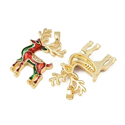 Рождественские латунные эмалевые подвески с микропаве из кубических цирконий&nbsp;KK-B161-15G-01