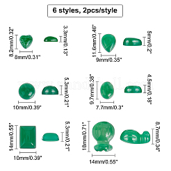 12 cabochon d'agate onyx verte naturelle de 6 styles&nbsp;G-FH0001-17