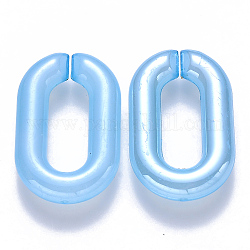 Anneaux imitation jelly acrylique, connecteurs à liaison rapide, pour la fabrication de chaînes de câble, nacré, ovale, lumière bleu ciel, 31x19.5x5.5mm, diamètre intérieur: 19.5x7.5 mm