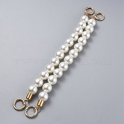 Sangles de chaîne de sac, avec des perles d'imitation en plastique ABS et des anneaux de porte à ressort en alliage de zinc doré clair, pour les accessoires de remplacement de sac, blanc, 32 cm