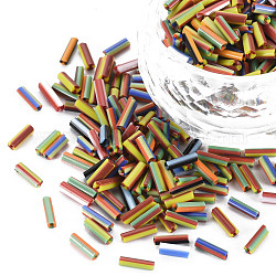 Undurchsichtige Farben zweifarbige Saatglas-Signalhornperlen, Rundloch, rundes Signalhorn, Mischfarbe, 4~8.5x2 mm, Bohrung: 0.6~0.8 mm, ungefähr 450g / Pfund