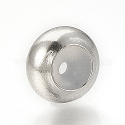 Messing Perlen, mit Gummi innen, Schieberegler Perlen, Stopper Perlen, Platin Farbe, 7.5x4 mm, Gummiloch: 1.2mm