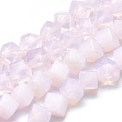 Perlas opalite hebras, cubo, 5.5x5.5x3.5~4mm, agujero: 0.8 mm, longitud de lado: 4.5 mm, acerca 78pcs / sstrand, 15.35 pulgada (39 cm)