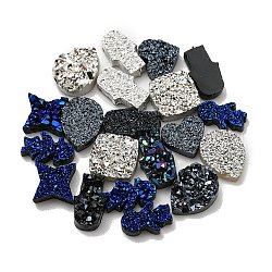 Perlas de resina de piedras preciosas druzy imitación, formas mixtas, color mezclado, 7~12.5x7~10x3~4.5mm, agujero: 1.2 mm