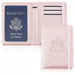 Couverture de passeport en cuir pu, détenteurs de berceaux, portefeuille de voyage, rectangle, rose, 143x104x12mm
