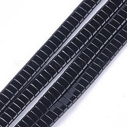Немагнитные синтетические гематитовые многожильные связи, окрашенные распылением, несущие бусины с двумя отверстиями, для изготовления эластичных браслетов, прямоугольные, чёрные, 2x5x2 мм, отверстие : 0.6 мм, около 170 шт / нитка, 15.9 дюйм