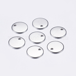 304 Stainless Steel Charms, Flat Round, Stamping Blank Tag, Stainless Steel Color, 10x0.8mm, Hole: 1.2mm