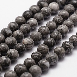 Chapelets de perles en pierre de carte/pierre picasso/picasso jasper naturelles , ronde, 8mm, Trou: 1mm, Environ 44 pcs/chapelet, 14.9 pouce ~ 15.1 pouces
