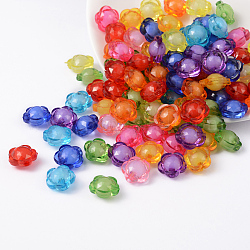 Mischfarbe transparent facettiert Blume Acryl-Perlen, Perle in Perlen, 12x13x8 mm, Bohrung: 2 mm