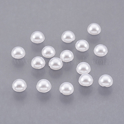 10000pcs ABS Plastic Imitation Pearl Cabochons, Half Round, White, 4x2mm