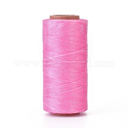 Вощеный шнур полиэстера, микро шнур макраме, вощеная швейная нить, плоский, розовый жемчуг, 0.8 мм, около 284.33 ярда (260 м) / рулон
