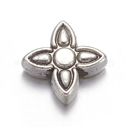 Perline lega d'argento tibetano, piombo & cadimo libero, fiore, argento antico, su 8.8 ampio, 3.8 mm di spessore, Foro: 1 mm