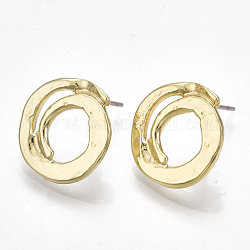 Boucles d'oreille en alliage, avec épingles en acier, anneau, or clair, 15.5x15~15.5mm, pin: 0.7 mm