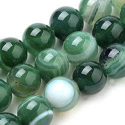 Chapelets de perles en agate à rayures naturelles/agates à bandes, teinte, ronde, sarcelle, 6mm, Trou: 1mm, Environ 63 pcs/chapelet, 14.96 pouce