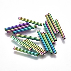Placage ionique (ip) 304 perles de tube en acier inoxydable, couleur arc en ciel, 25x3mm, Trou: 2mm