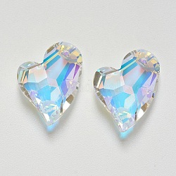 K9 Glass Rhinestone Pendants, Imitation Austrian Crystal, Faceted, Heart, Crystal AB, 27x19x8mm, Hole: 1.5mm