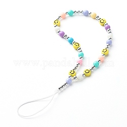 Cinghie mobili perline acriliche opache, con perline in plastica abs e filo di nylon, volto sorridente, colorato, 18.7cm
