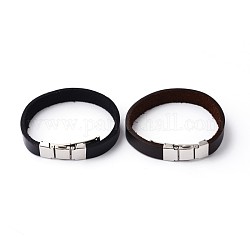 304 Stainless Steel Leather Cord Bracelets, Mixed Color, 60mm