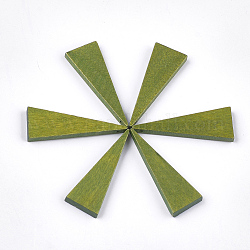 Colgantes de madera pintada, triángulo, verde oliva, 39.5x14x4mm, agujero: 1 mm