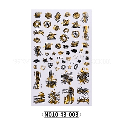 Nagelkunst Aufkleber, selbstklebend, für Nagelspitzen Dekorationen, Gemischte Muster, golden, 122x76 mm