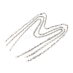 Brillenketten, Halsband für Brillen, mit 304 Edelstahl-Gliederketten und Gummischlaufenenden, Edelstahl Farbe, 29.92~30.31 Zoll (76~77 cm)