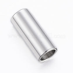 Smooth 304 Stainless Steel Magnetic Clasps with Glue-in Ends, Column, Stainless Steel Color, 18x8mm, Hole: 6mm