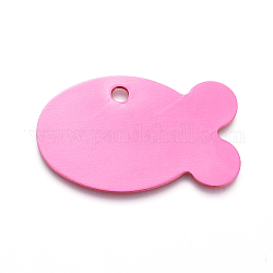 Aluminum Pendants, Stamping Blank Tag, Fish, Deep Pink, 24x38x1mm, Hole: 3mm
