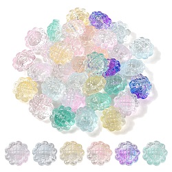 35 pz di perle di vetro dipinte a spruzzo trasparente, girasole, colore misto, 15x10mm, Foro: 1.2 mm