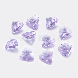 Facettierten Glas Strass Charms, Nachahmung österreichischen Kristall, Dreieck, Violett, 11x12x6 mm, Bohrung: 1.2 mm