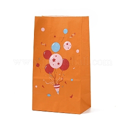 Sacs-cadeaux de bonbons en papier rectangle, emballage de cadeau de noël d'anniversaire, modèle de ballon et de boîte-cadeau, orange, déplier: 13x8x23.5cm