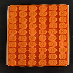 Vassoi per stampi per ghiaccio in silicone alimentare di Halloween, con 60 cavità a forma di zucca, macchina da forno riutilizzabile, per la preparazione di caramelle al cioccolato fondente, arancione scuro, 200x300x9mm