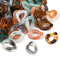 Прозрачные акриловые связывая кольца, разъемы для быстрой связи, для изготовления ювелирных цепочек, два тона, Стиль имитация драгоценных камней, твист, разноцветные, 13.5x10x2.5 мм, внутренний диаметр: 8x4 мм