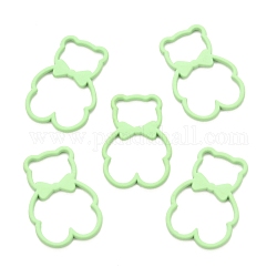 Spray Painted Alloy Pendents, Bear with Bowknot, Pale Green, 22x15x1.5mm, Hole: 6x9mm