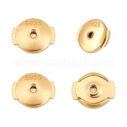 Creatcabin 2 пара ушных гаек из стерлингового серебра, спинки для серьги, золотые, 6x7x1.5 мм, отверстие : 1.2 мм, 2pairs