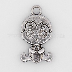 Il pendente di lega stile tibetano,  cadmio& piombo libero, argento antico, ragazzo, 24x13.5x3mm, Foro: 2.5 mm