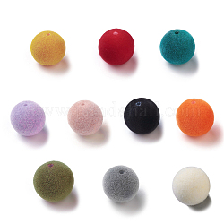 Perles acryliques flocky, la moitié foré, ronde, couleur mixte, 10mm, Trou: 1.6mm