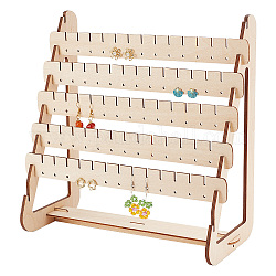 PH PandaHall 5-Tier Earring Organizer 130 Holes Wood Earring Display Stands, 65 holes Jewelry Tower Earring Organizer Holder Ear Stud Holder for Stud Earring Bracelet Necklace Ring Selling Retail