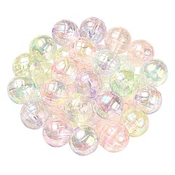 Perlas acrílicas transparentes iridiscentes de arcoíris con revestimiento uv texturizado, redondo, color mezclado, 15.5mm, agujero: 2.6 mm
