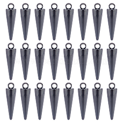 Unicraftale 24pcs 201 pendentifs en acier inoxydable, pic / cône, électrophorèse noir, 17.5x5mm, Trou: 1.4mm