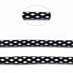 Cordon de polyester ciré coréen, noir et blanc, 3.5mm