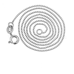 925 collane con catene a scatola in argento sterling, con chiusure di anello di primavera, stile spesso, argento, 40cm