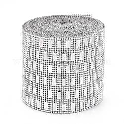 Rotolo di plastica a maglie diamantate, nastro di cristallo di strass, per la festa nuziale fai da te bomboniere decorazioni artigianali, argento, 118x1.5mm