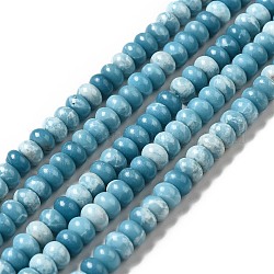 Naturstein Perlen Stränge, Nachahmung Larimar, gefärbt, Rondell, Himmelblau, 6x4 mm, Bohrung: 1 mm, ca. 98 Stk. / Strang, 15.12 Zoll (38.4 cm)