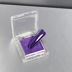 Блестящая пудра для ногтей, зеркальный эффект, порошок звездного пигмента для украшения, с кистями 1 шт. (бесплатно), синий фиолетовый, пластиковая коробка: 35x35x13 мм