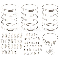 Yilisi DIY Armreif machen Kits, mit Alu-Anhänger, Edelstahlarmbänder und Messing-Biegeringe, Antik Silber Farbe, 2-1/2 Zoll ~ 2-7/8 Zoll (6.5~7.4 cm), 22 Stück / Set