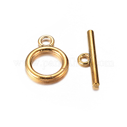 Tibetischen Stil Knebelverschlüsse, Antik Golden, Bleifrei, Cadmiumfrei und Nickel frei, Ring: 19x14 mm, Bar: 2x22 mm, Bohrung: 2.5 mm