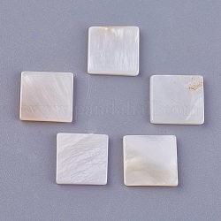 Cabochon shell, quadrato, bianco floreale, 11x11x1.5~2mm