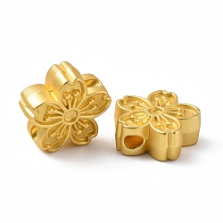 Rack Plating Alloy Beads, Cadmium Free & Lead Free & Nickle Free, Flower, Matte Gold Color, 10.5x11.5x4.5mm, Hole: 1.6mm